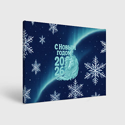 Холст прямоугольный С новым годом 2026 - лошадь, цвет: 3D-принт