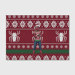 Холст прямоугольный Человек паук в вязаном свитере - новый год, цвет: 3D-принт — фото 2