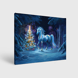 Холст прямоугольный Сияющая новогодняя лошадка, цвет: 3D-принт