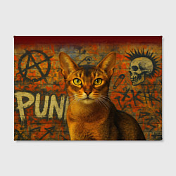 Холст прямоугольный Абиссинская кошка на фоне кирпичной стены с граффи, цвет: 3D-принт — фото 2