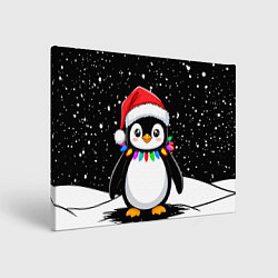 Картина прямоугольная Пингвин в шапке Санты