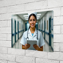 Холст прямоугольный Медицинская сестра с улыбкой, цвет: 3D-принт — фото 2