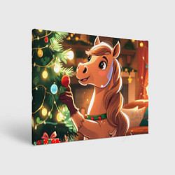 Картина прямоугольная Лошадка наряжает елку