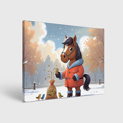 Картина прямоугольная Лошадка на зимней прогулке