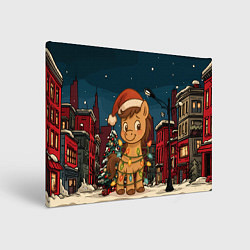 Картина прямоугольная Лошадка в новогодней гирлянде