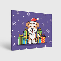 Картина прямоугольная Новогодняя собачка с подарками