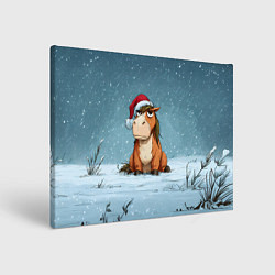 Холст прямоугольный Недовольная новогодняя лошадка, цвет: 3D-принт