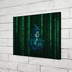 Холст прямоугольный Снеговик - хакер взламывает Новый год, цвет: 3D-принт — фото 2