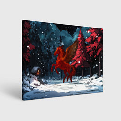 Холст прямоугольный Огненная лошадь с крыльями, цвет: 3D-принт