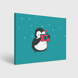 Холст прямоугольный Пингвин с фотоаппаратом, цвет: 3D-принт