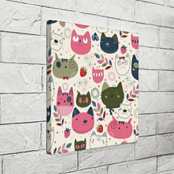 Холст квадратный Радостные котики, цвет: 3D-принт — фото 2