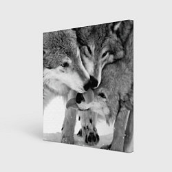 Картина квадратная Волчья семья