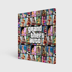 Холст квадратный GTA - все девушки персонажи, цвет: 3D-принт