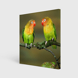 Холст квадратный Два попугая, цвет: 3D-принт