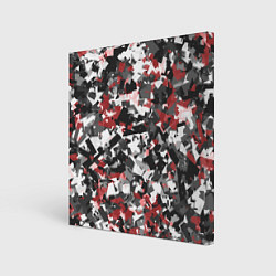 Холст квадратный Камуфляж: серый/красный, цвет: 3D-принт