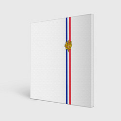 Холст квадратный Франция: лента с гербом, цвет: 3D-принт