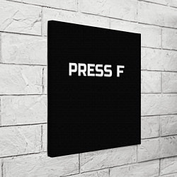 Холст квадратный Футболка с надписью PRESS F, цвет: 3D-принт — фото 2