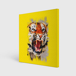 Холст квадратный Оскал тигра, цвет: 3D-принт