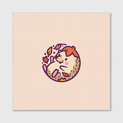 Холст квадратный Ёжик листья милый рисунок, цвет: 3D-принт — фото 2