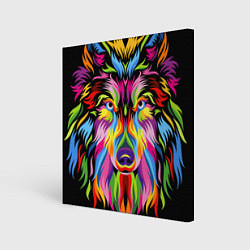 Картина квадратная Neon wolf