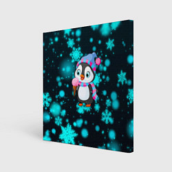 Картина квадратная Новогодний пингвин