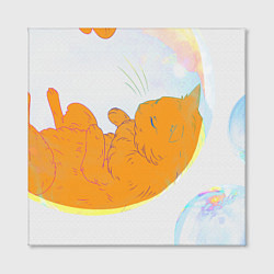 Холст квадратный Котик в пузыре, рыжий, цвет: 3D-принт — фото 2