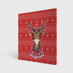 Холст квадратный Deer in a medical mask, цвет: 3D-принт