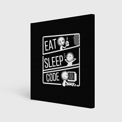 Холст квадратный Eat, sleep, code, цвет: 3D-принт