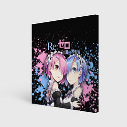 Холст квадратный Re:Zero, Рам и Рем, цвет: 3D-принт