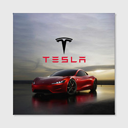 Холст квадратный Tesla Roadster, цвет: 3D-принт — фото 2