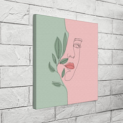 Холст квадратный Девушка с листьями, цвет: 3D-принт — фото 2