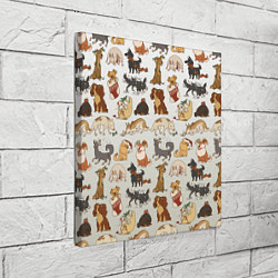 Холст квадратный Узор песики собачки гав, цвет: 3D-принт — фото 2