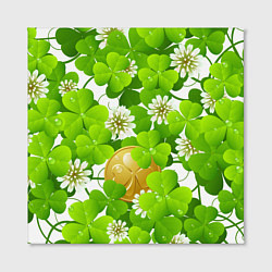 Холст квадратный Ирландский Клевер и Монетка, цвет: 3D-принт — фото 2