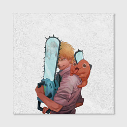 Холст квадратный Дэндзи, Почита и бензопила, цвет: 3D-принт — фото 2