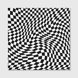 Холст квадратный Черно-белая клетка Black and white squares, цвет: 3D-принт — фото 2