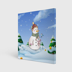 Картина квадратная Веселый Снеговичок