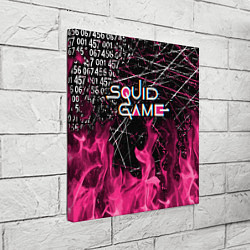 Холст квадратный ИГРА В КАЛЬМАРА ОГОНЬ SQUID GAME FIRE, цвет: 3D-принт — фото 2