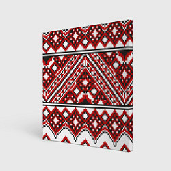 Холст квадратный Русский узор, геометрическая вышивка, цвет: 3D-принт