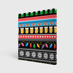 Картина квадратная Новогодний пивной узор