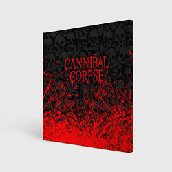 Холст квадратный CANNIBAL CORPSE, БРЫЗГИ КРАСОК ЧЕРЕПА, цвет: 3D-принт