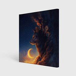 Холст квадратный Ночной Волк Night Wolf, цвет: 3D-принт