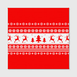 Холст квадратный КРАСНО-БЕЛЫЙ СВИТЕР С ОЛЕНЯМИ, цвет: 3D-принт — фото 2