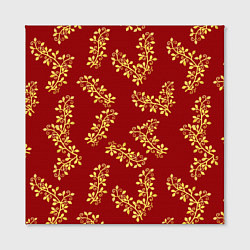 Холст квадратный Золотые веточки на ярко красном фоне, цвет: 3D-принт — фото 2