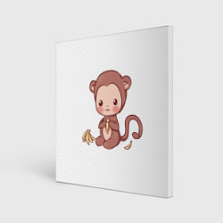 Картина квадратная Милая обезьяна ест банан