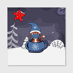 Холст квадратный Тигр в маске Covid-19, цвет: 3D-принт — фото 2