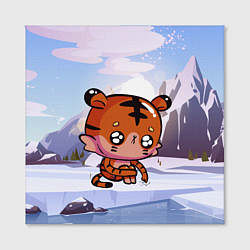 Холст квадратный Грустный тигр на зимнем фоне, цвет: 3D-принт — фото 2