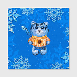 Холст квадратный Синий плюшевый тигренок 2022, цвет: 3D-принт — фото 2