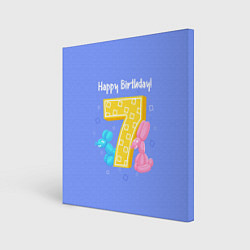 Холст квадратный Седьмой день рождения, цвет: 3D-принт