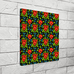 Холст квадратный Цветы хохлома, цвет: 3D-принт — фото 2