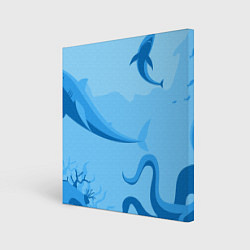 Холст квадратный МоРское Дно с Акулами, цвет: 3D-принт